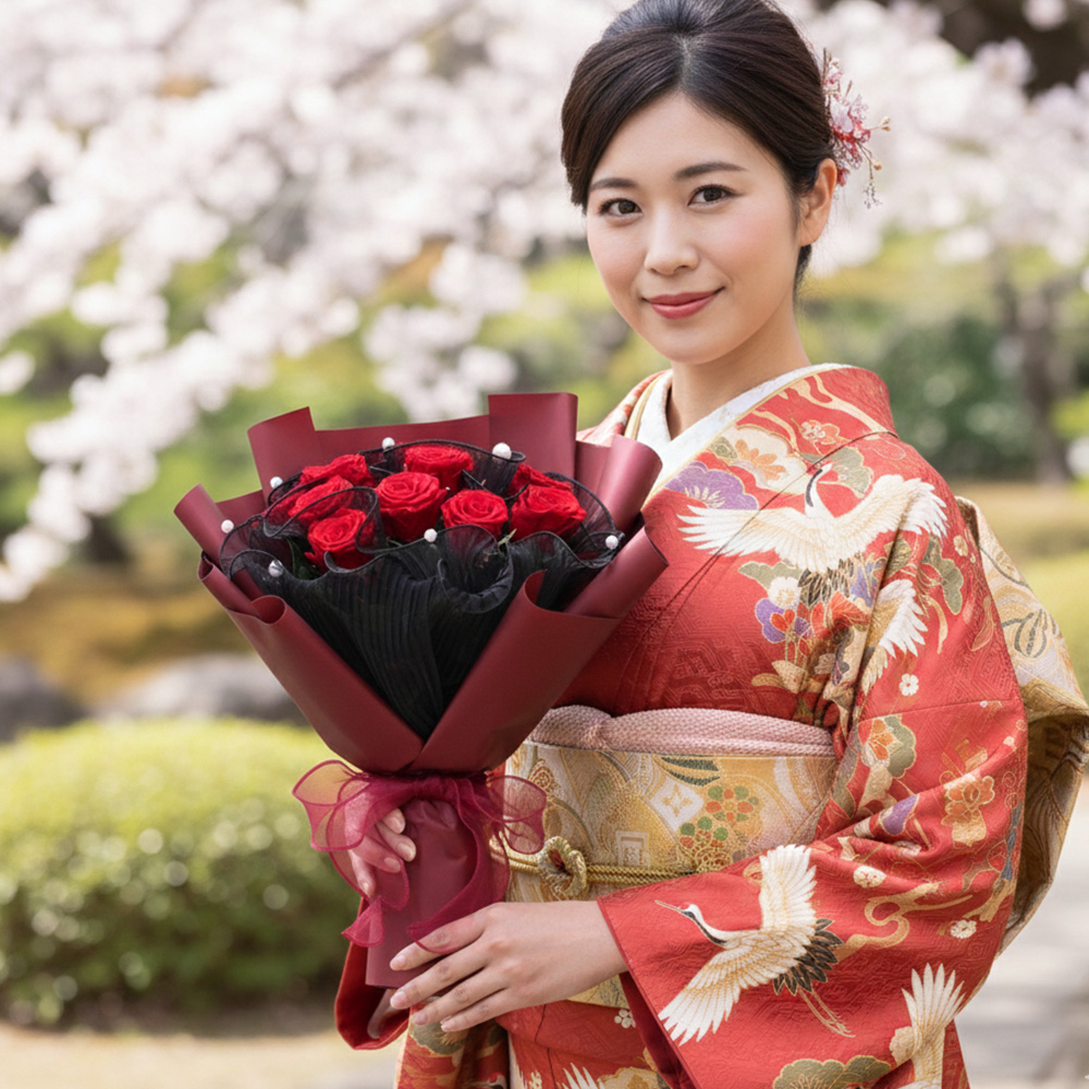 誓い-frill(フリル)ー/12本赤バラの花束 プリザーブドフラワー