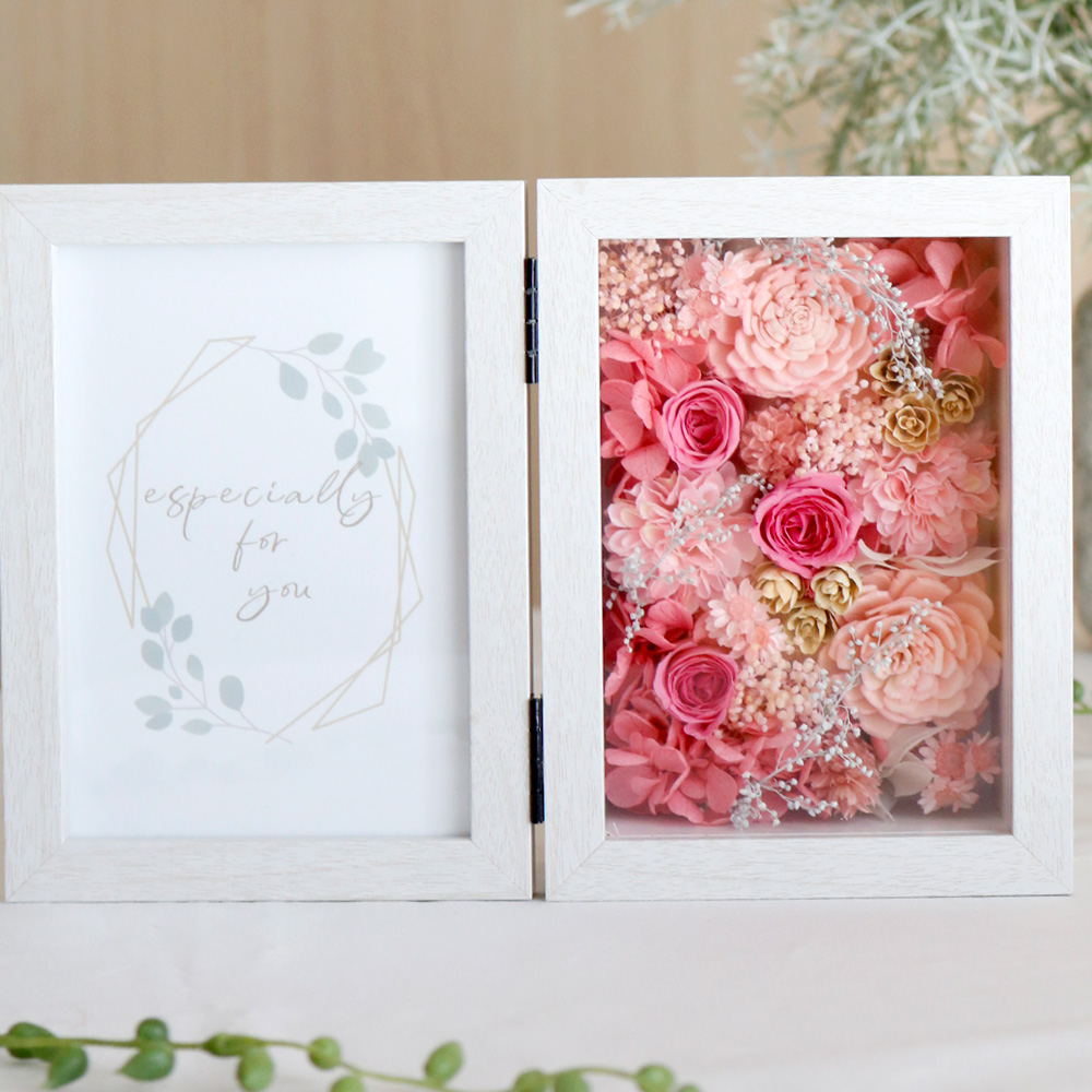 フォトフレーム-Anniversary(ピンク) /プリザーブドフラワー【送料無料】