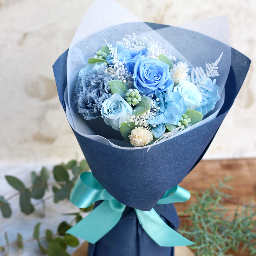 good luckブーケ(ブルー) /花束プリザーブドフラワー【送料無料】