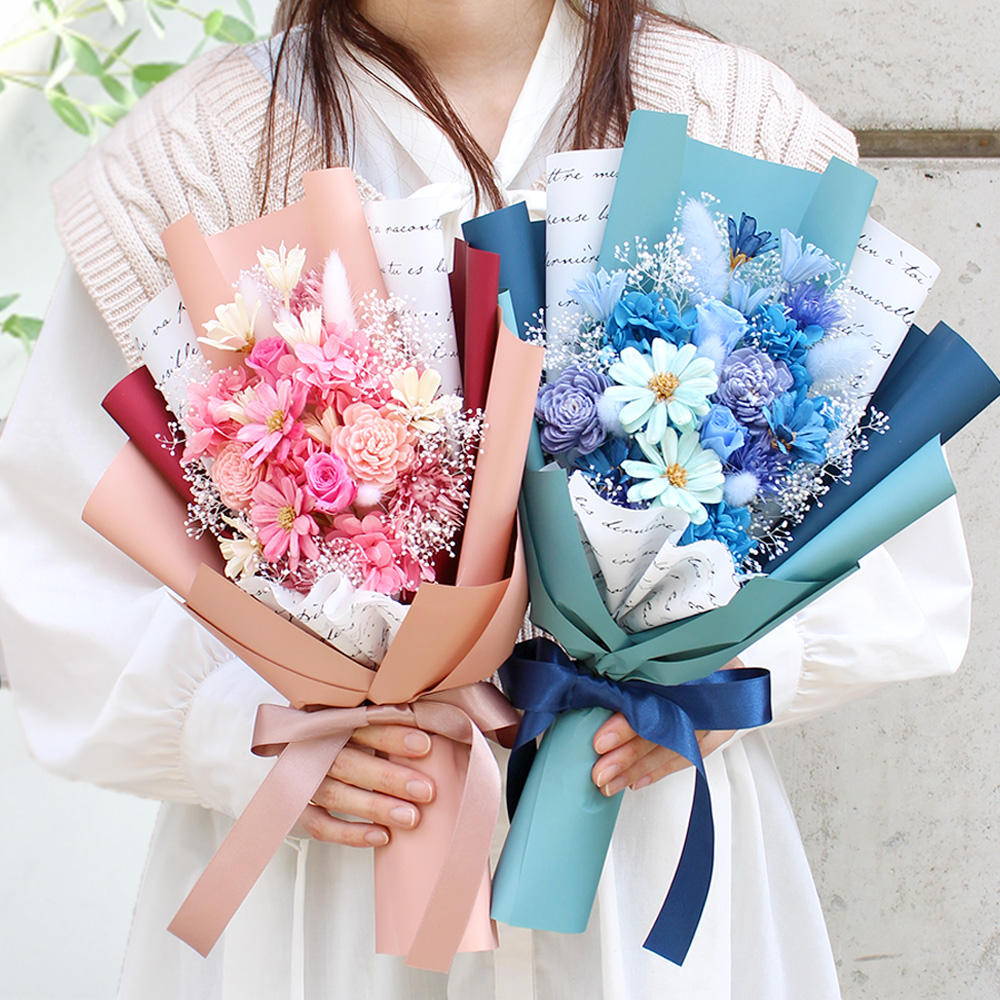 ドライフラワーブーケ-ルミエール-(ピンク/ブルー)