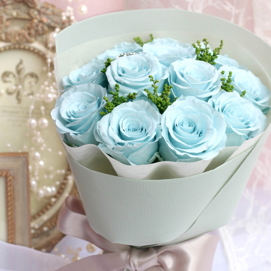 プロポーズ-ボヌール-(ライトブルー)-12本のバラ花束- /プリザーブドフラワー【送料無料】