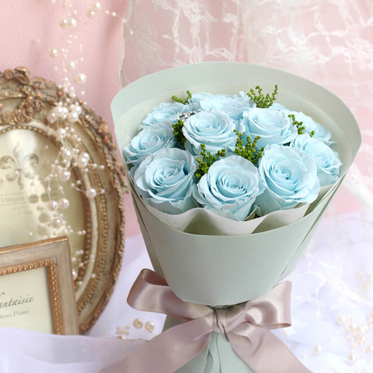 プロポーズ-ボヌール-(ライトブルー)-12本のバラ花束- /プリザーブドフラワー【送料無料】