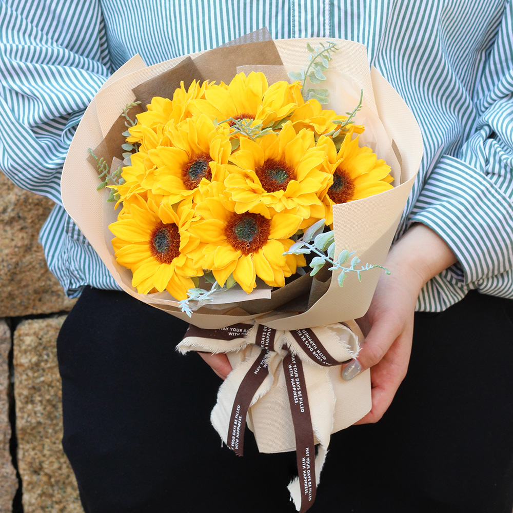 キャラメリゼ・サンフラワー-ひまわり10本の花束-/アーティフィシャルフラワー