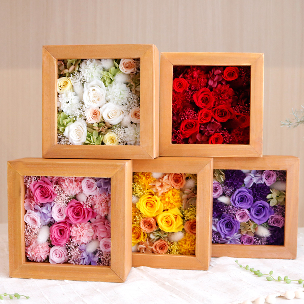 ナチュラルフレーム-ブラウン-(レッド/ピンク/イエロー/パープル/ホワイト) /プリザーブドフラワー【送料無料】