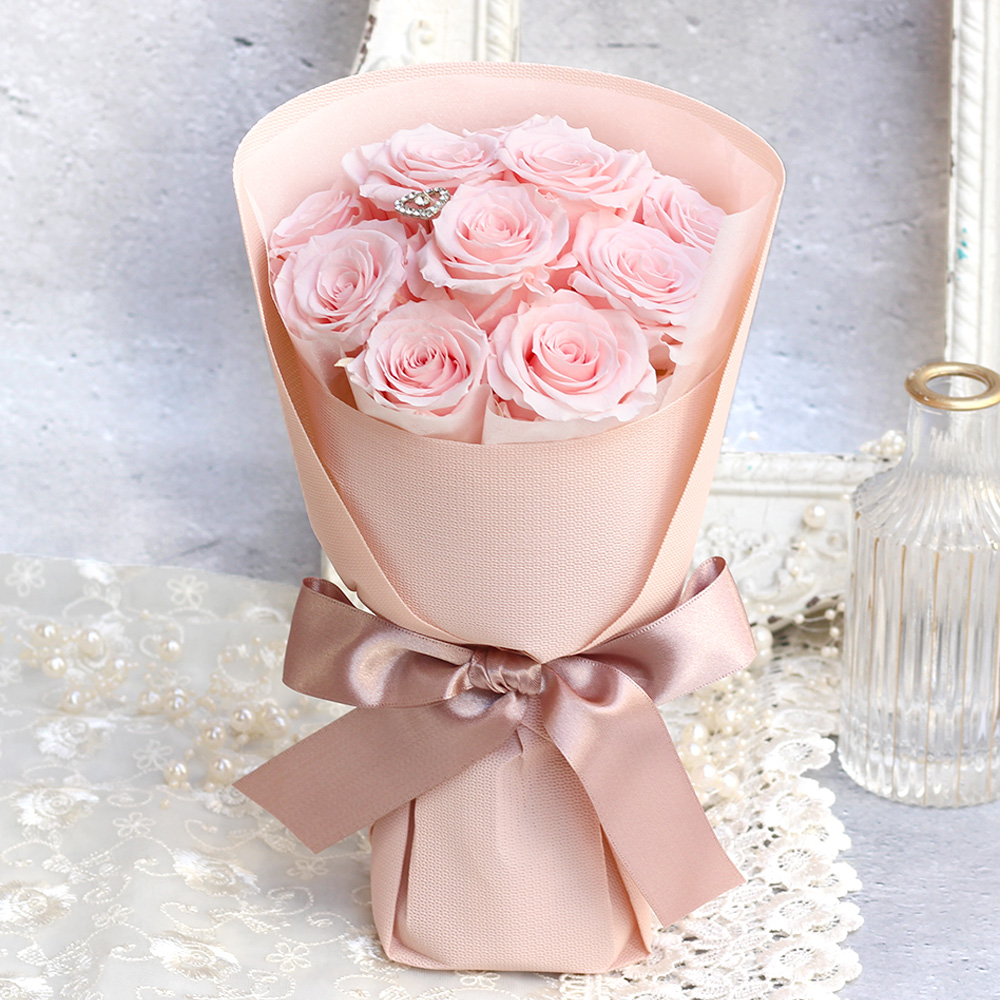 プロポーズ-ボヌール-(ライトピンク)-12本のバラ花束- /プリザーブドフラワー