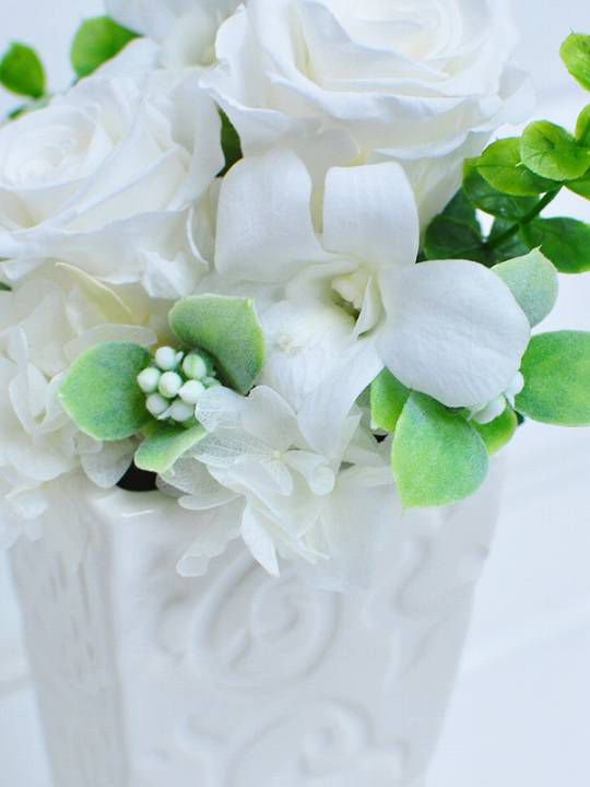 プリザーブドフラワー 白上がり 仏花 仏壇花 お供え ホワイト