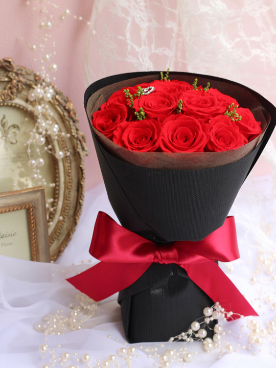 プリザーブドフラワー クリスマス プロポーズ 立つ花束 赤バラ 彼女 記念日