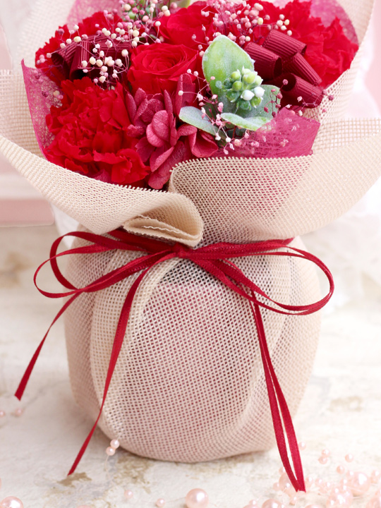 母の日 プリザーブドフラワー 赤バラ カーネーション かわいい 誕生日 お母さん 枯れない花