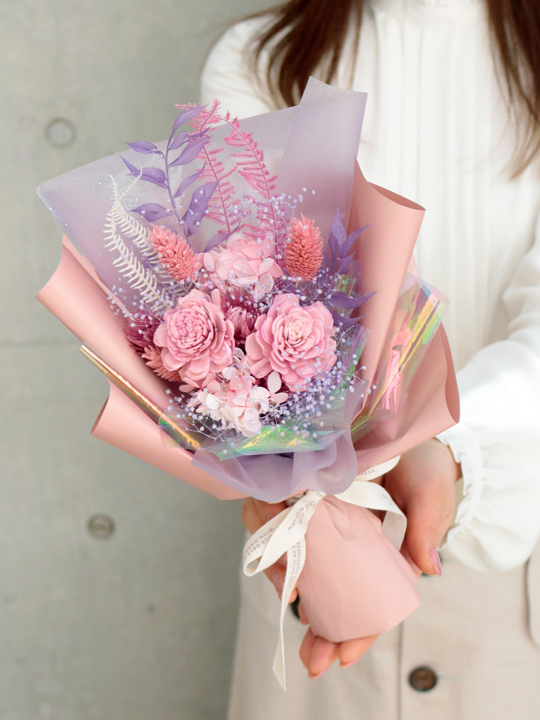 プリザーブドフラワー ミニ花束 バラ グリーン 小さい プレゼント ブーケ　推し活　メンバーカラー　メンカラ