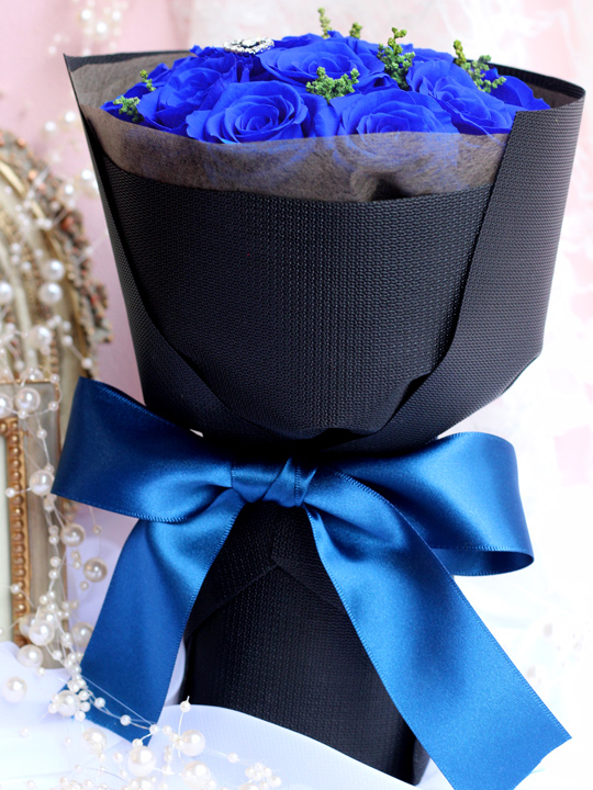 プリザーブドフラワー プロポーズ 花束 青いバラ 彼女