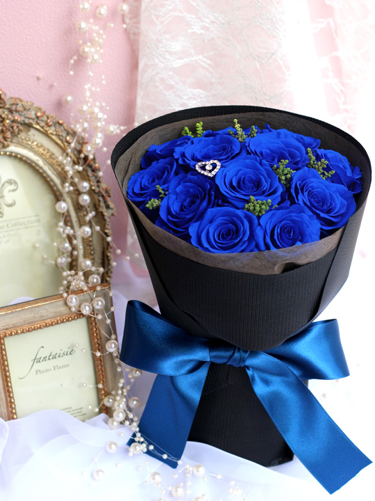 プリザーブドフラワー プロポーズ 立つ花束 青いバラ 1万円代