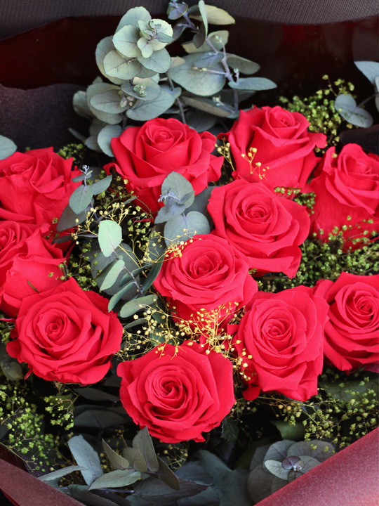 プリザーブドフラワー 花束 赤バラ 12輪 シンプル プロポーズ サプライズ