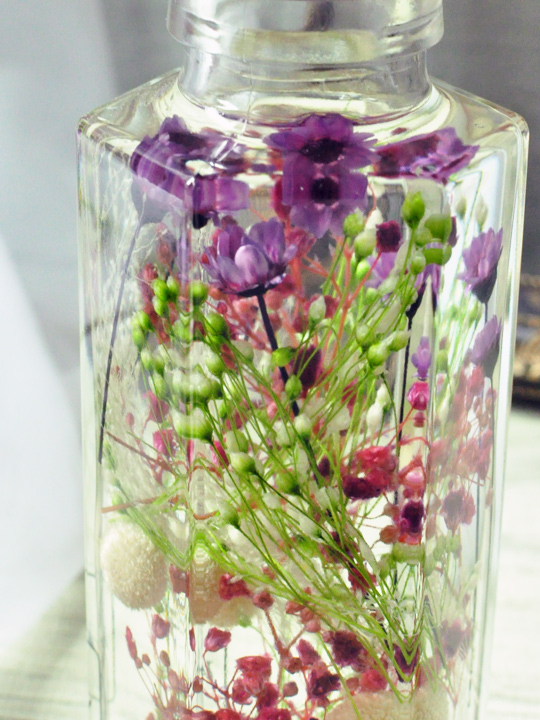ハーバリウム 紫 かすみ草 送別 おしゃれ かわいい 花 プレゼント