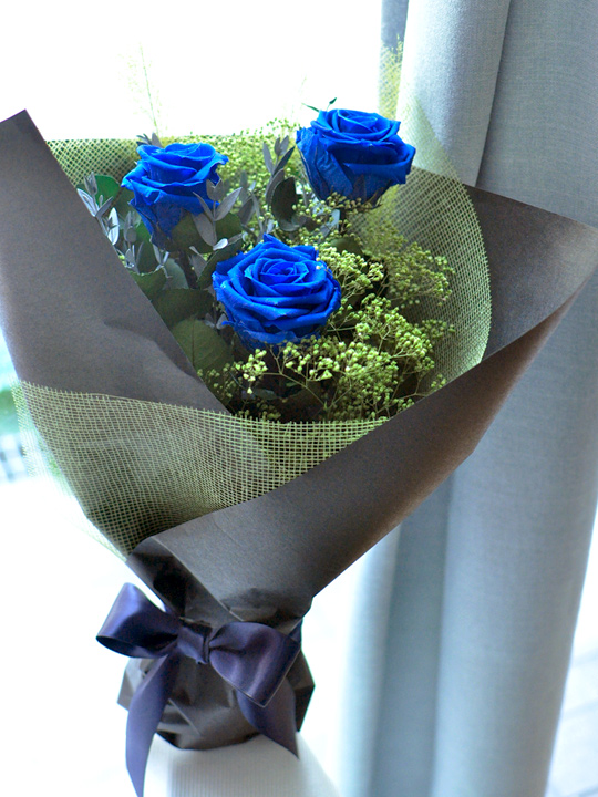 プレゼント 青いバラ プリザーブドフラワー 花束 プロポーズ 記念日 シンプル