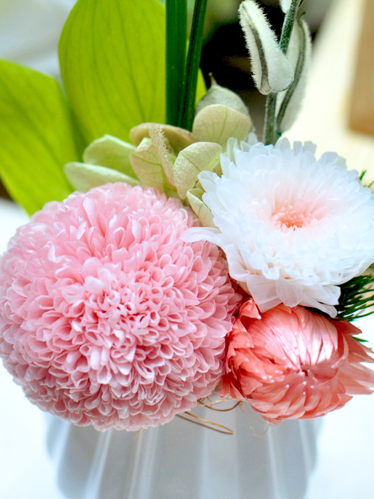 プリザーブドフラワー 小さい仏花 ピンク 菊