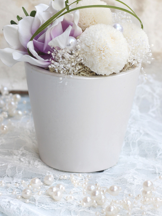 プリザーブドフラワー 白 花器 シンプル