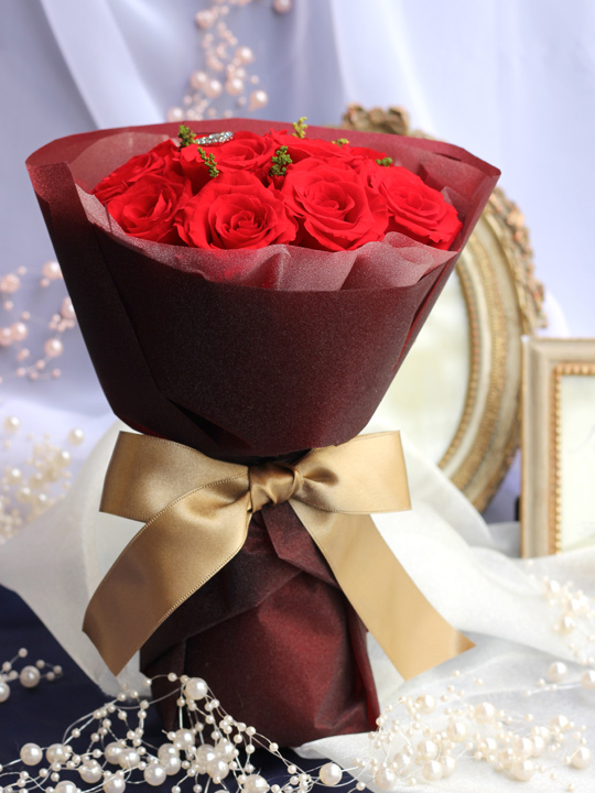 プリザーブドフラワー プロポーズ 花束 赤バラ ハート型　クリスマス　 ダズンローズ