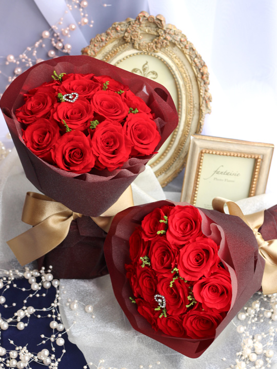 プリザーブドフラワー クリスマス プロポーズ 立つ花束 赤バラ 彼女 記念日