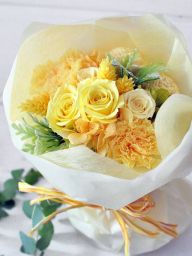 黄色バラの送別花束のプリザーブドフラワー